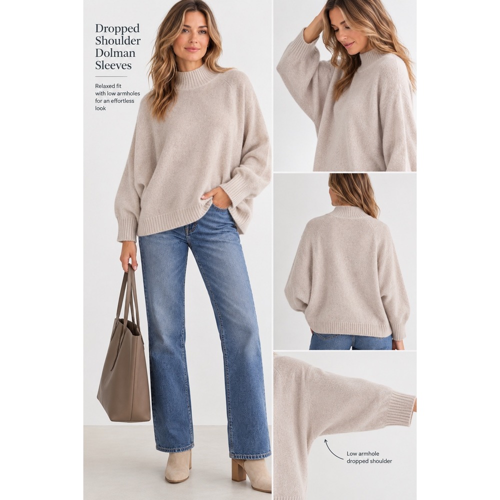 Vineyard Vines Womens 100% Cashmere Mock Neck Dolman Sweater White Beach M NEW